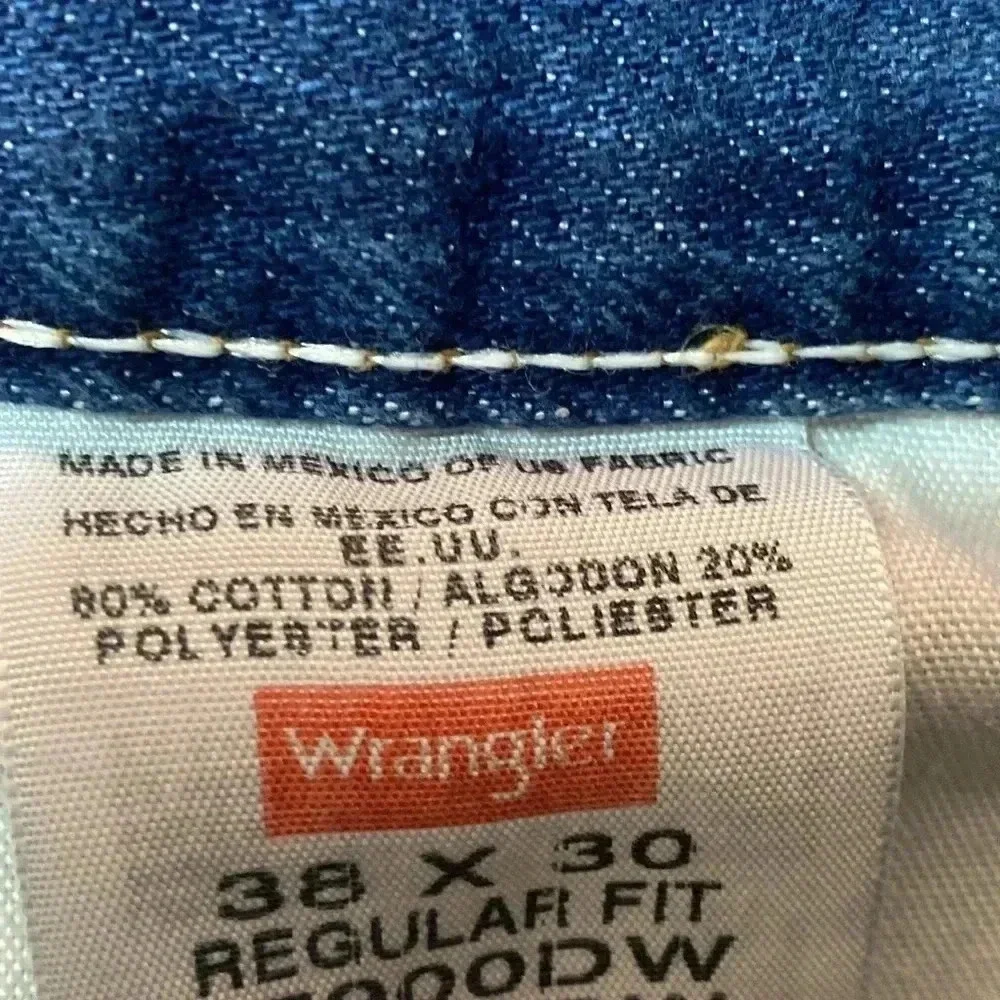 Wrangler regular fit blue jean denim pants size 38x30